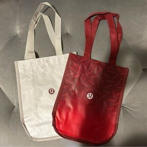 lululemon athletica Red and Cream Tote Bag Duo